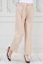 Tie Waist Wide Leg Trousers-Beige - 2