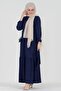 Shura Corded Hijab Dress-Sax Blue - 3