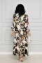 Floral Belted Viscon Dress-Vison - 5