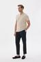 Limited Plain Zippered Polo Collar Rayon Men's Beige Knitwear T-Shirt - 3