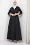Hooded Striped Long Trench Coat Black HM2332 - 3