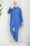 Wrapped Double Suit with Folded Shirt Blue