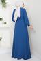 Mevlana Ferace Indigo Hm2484 with Embroidery Detail on the Sleeve and Gipeli Trim - 6