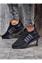 Men's Lace-Up Knit Sneakers-Black-Charcoal - 4
