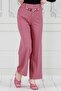 Chain Detailed Wide Leg Trousers-Pink - 5