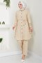 Button Detailed Double Suit Beige Hm2448