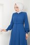 Mevlana Ferace Indigo Hm2484 with Embroidery Detail on the Sleeve and Gipeli Trim - 7