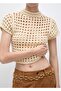 Short Sleeve Perforated Sweater - 6