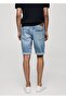Slim fit kot bermuda şort - 4