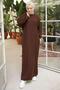 Crew Neck Balloon Sleeve Knitwear Dress Brown Hm2518 - 6
