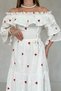 Embroidered Dress with Elastic Shoulders - 3