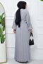 Belted Pleated Aerobin Dress Gray HM2339 - 5
