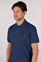 Ar-Ma Men's Polo Collar T-Shirt Unprinted Basic Regular Fit Double Collar Combed Cotton Pique Y22374350601 Navy Blue - 4