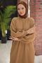 Crew Neck Balloon Sleeve Knitwear Dress Camel Hm2518 - 3