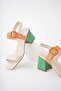 Rainbow Buckle and Belt Detailed Heeled Women's Sandals - 3