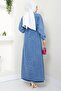 Blue Denim Dress - Buttoned and Elastic Waist HM2428 - 4