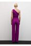 Asymmetrical Jumpsuit with Draped Detail - 4