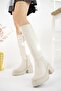 Boni̇ta Guaranteed Thick Serrated Sole Platform Heeled Zippered Women's Boots - 5