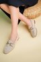 Mona Guaranteed Metal Buckle Leather Women's Loafer Casual Shoes - 6