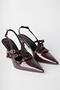 Ki̇dman Guaranteed Open Back Belt Detailed Three-Stripe Patent Leather Women's Heeled Shoes