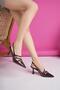 Ki̇dman Guaranteed Open Back Belt Detailed Three-Stripe Patent Leather Women's Heeled Shoes - 4