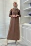 Zebra Pattern Knitwear Dress Milk Coffee - 2