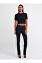 10490 Crew Neck Ribbed Short Sleeve Crop Sweater-Black - 3