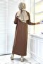 Zebra Pattern Knitwear Dress Milk Coffee - 5