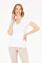 Women's White V-Neck Basic T-Shirt 50263976 -Vr013 - 3