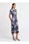 90186 Crew Neck Short Sleeve Printed Knitwear Dress-Smoked - 3