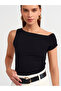 30977 Gathered Asymmetrical Blouse-Black