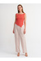 10560 Boat Neck Ribbed Transparent Knitwear Blouse-Red - 3