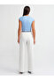 71284 Denim Waistband Trousers - White - 2