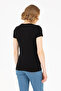 Women's Black V-Neck Basic T-Shirt 50263976 -Vr046 - 5