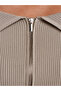 60252 Bardot Collar Zippered Knitwear Cardigan-Mink - 4