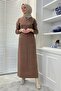 Zebra Pattern Knitwear Dress Milk Coffee - 6