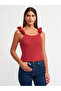 10524 Strappy Handcrafted Flower Detailed Knitwear Top-Red