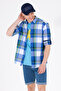 Men's Plaid Cobalt blue Shirt 50264095 -Vr045 - 2