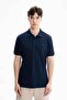 Ar-Ma Men's Polo Collar T-Shirt Unprinted Basic Regular Fit Double Collar Combed Cotton Pique Y27374352301 Navy Blue