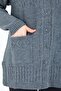 Women's Gray V-Neck Buttoned Pocket Knitted Wool Mother Knitwear Short Cardigan - 8