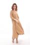 Italian V-neck Long Sleeve Linen Dress - 5