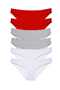6 Piece Super Eco Set Lycra Women's Slip Panties Red Gray White