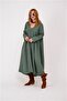 Italian V-neck Long Sleeve Linen Dress - 2