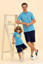 Men's Turquoise Basic Polo collar Shirt 50264891-VR093