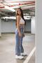 Women's Blue Snow-Wash Relaxed High-Waist Stretch Fabric Wide-Leg Denim Jeans - 4