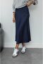 Navy Blue Crepe Satin Skirt - 2