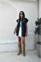 Dark Blue - Comfortable Denim Vest with Belt - 2