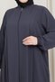 Medina Silk Hijab with Pleated Detail Ferace Mdc-0165 Smoked - 5