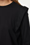 Black 100% Thick Cotton Wadding Look Basic Crew Neck Knitted T-Shirt Twoaw25Ts00015 - 4