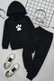 Children's Paw Printed Tracksuit Set